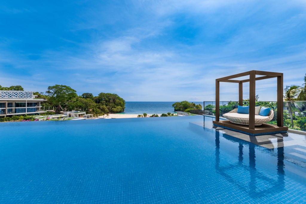 Crimson Resort & Spa Boracay in Philippines, One of the world's best infinity pools overlooking the beach. 