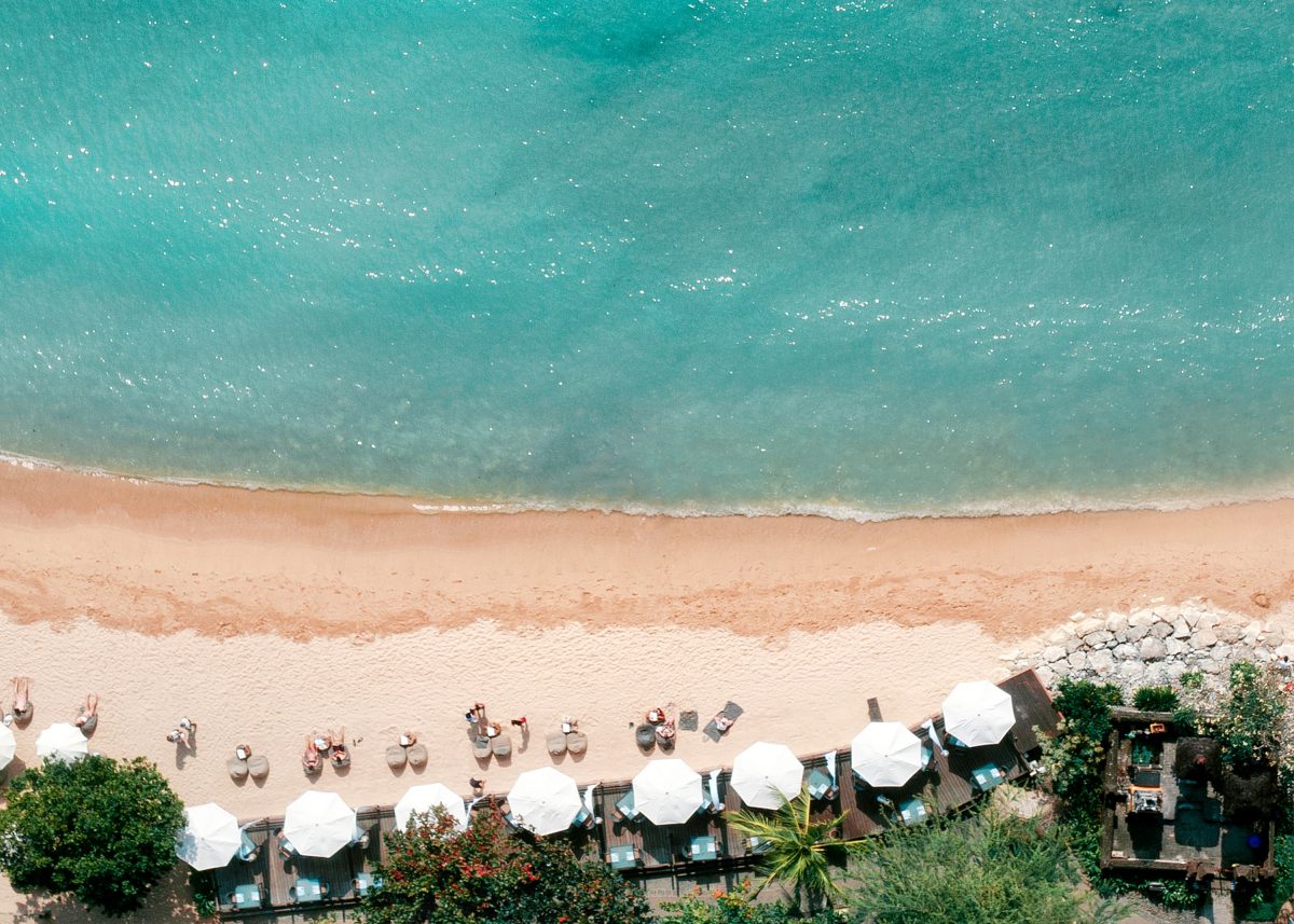 Aerial shot of the beach at Melia Bali.