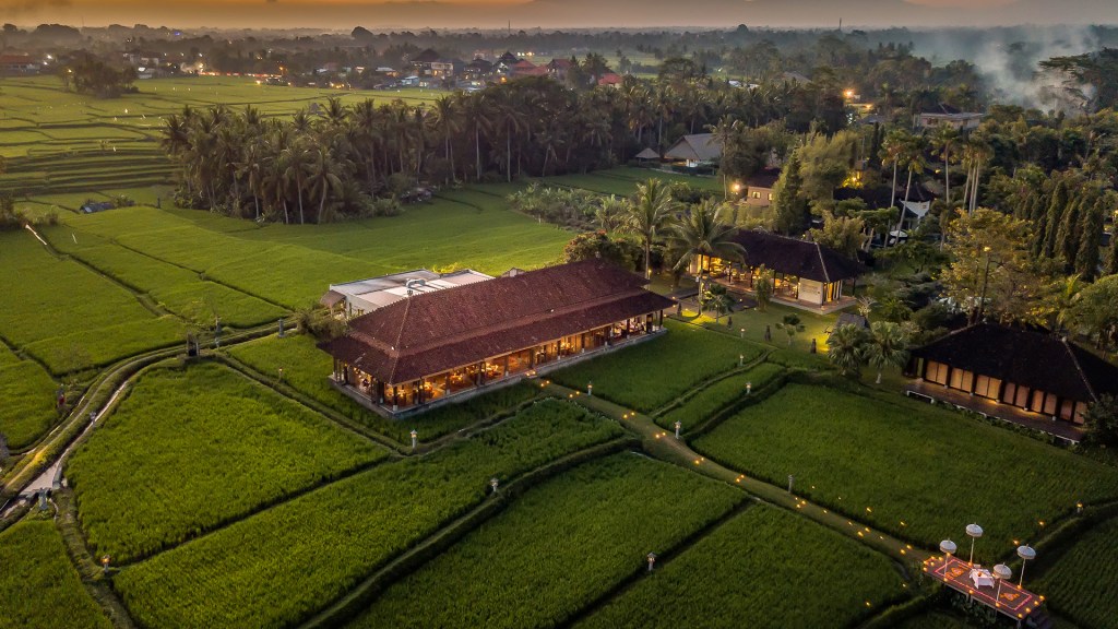 A bird's eye-view of the beautiful Tanah Gajah Resort, one of the best Bali resorts for nature lovers - Luxury Escapes