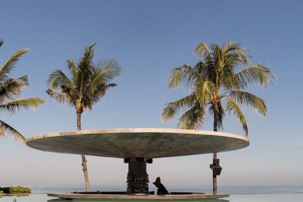 A swim-up bar at Potato Head Beach Club, Bali's most legendary beach club