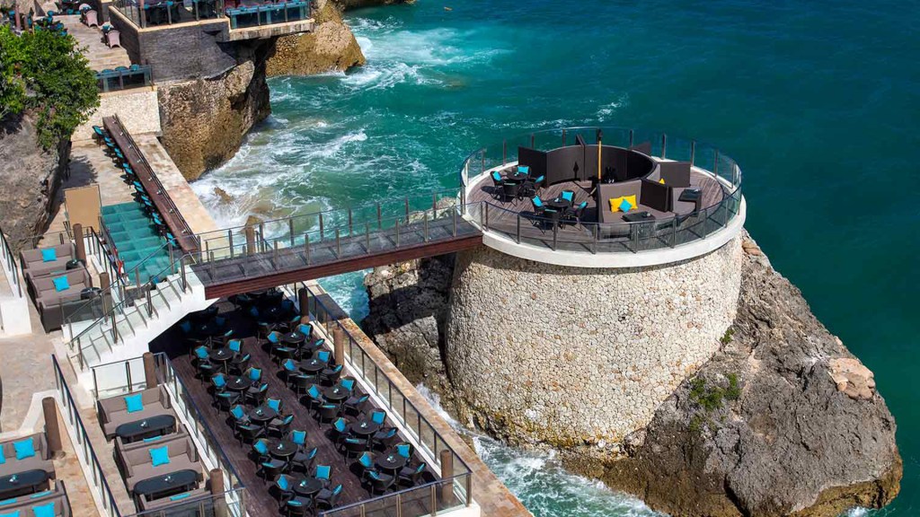 An aeriel shot of Rock Bar at Ayana Resort, one of the best rooftop bars in Bali - Luxury Escapes